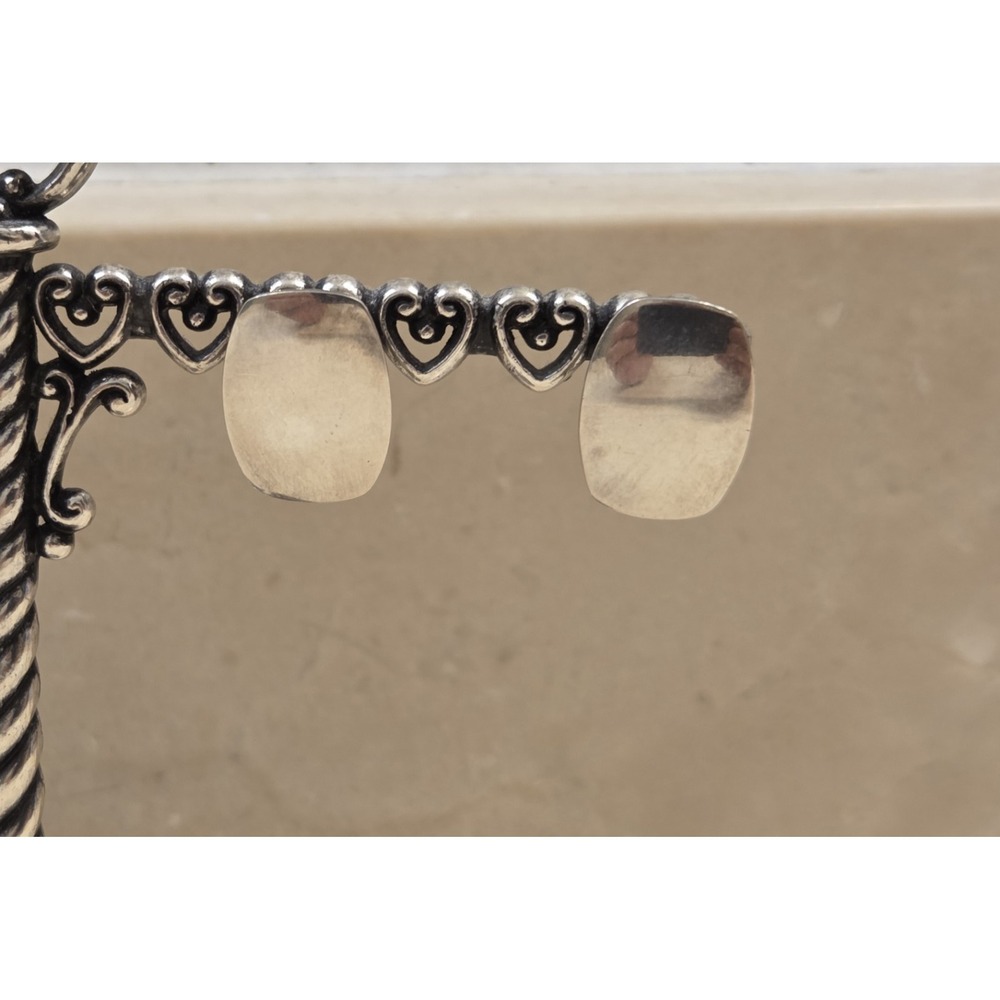 Vintage Sterling Silver Mirrored Clip-On Earrings SU 925